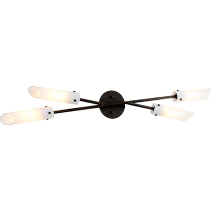 High Line 4 Light Wall Sconce by Troy in dark bronze. Made from hand worked iron in a modern style.