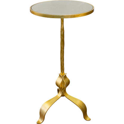 Barclay Cigar Table by Worlds Away in gold leaf. Made from iron, glass in a transitional style.
