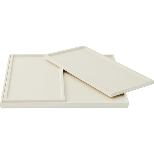 Nesting Trays by Global Views in ivory lacquer. Made from mdf in a modern style.
