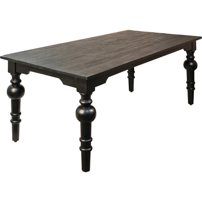 Clarissa Acacia and Mango Wood Carved Dining Table by Arch & Plane in black. Made from acacia in a traditional style.