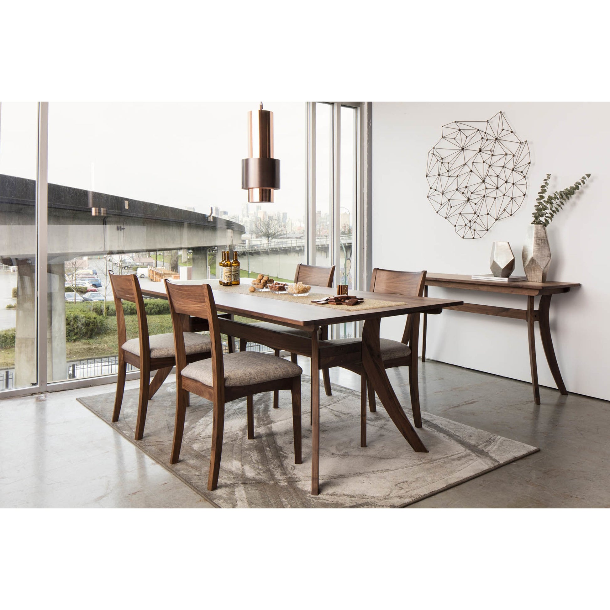 Florence Dining Table by Moe's Home Collection in brown and nc lacquer. Made from american walnut wood in a modern style.