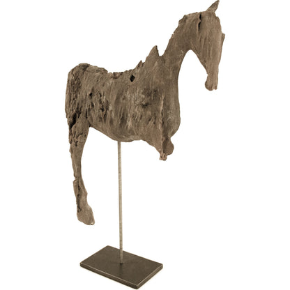 Resin Horse on Stand by Zentique in resin, metal. Made from resin, metal in a traditional style.