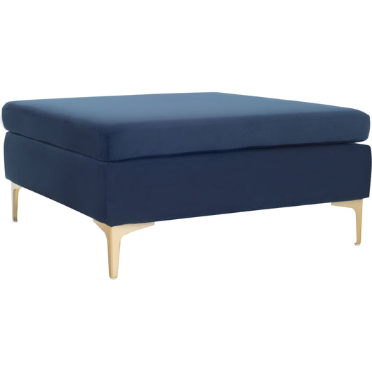 Topeka Square Bench by HedgeApple Essentials in navy, brass. Made from wood, velvet in a transitional style.