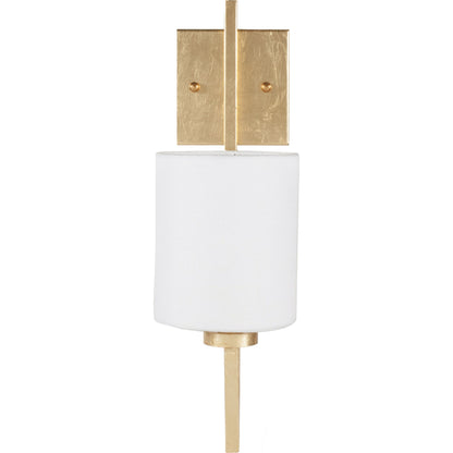 Beckham Sconce by Worlds Away in gold and gold. Made from metal, linen in a transitional style.