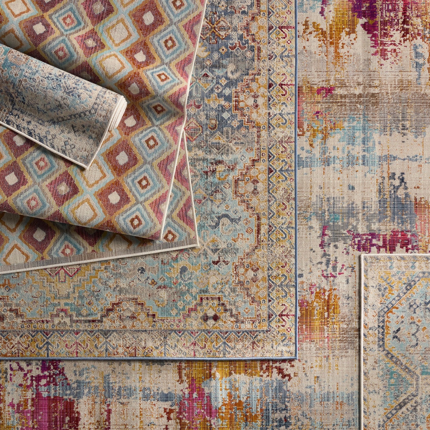005 SI-1973353,SI-1973354,SI-1973355,SI-1973356,SI-1973357,SI-1973358 | Closeup | Bequest BEQ01 Rug by Jaipur Living in blue, mulitcolor. Made from 100% polypropylene in a unique style.