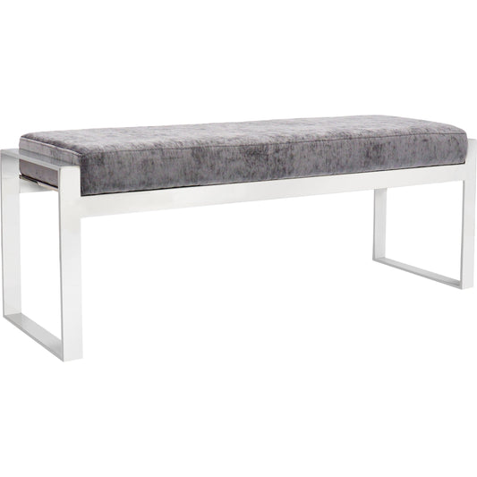 Luxe Ottoman by Pasargad Home in chrome. Made from unique in a modern style.