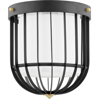 Landon Flush Mount by Hudson Valley in polished nickel, black. Made from steel in a modern style.