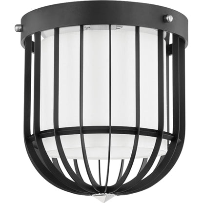 Landon Flush Mount by Hudson Valley in polished nickel, black. Made from steel in a modern style.