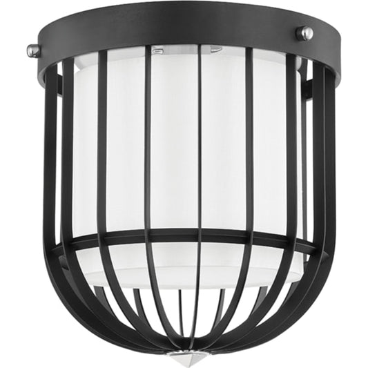 Landon Flush Mount by Hudson Valley in polished nickel, black. Made from steel in a modern style.