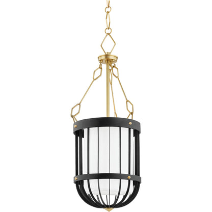 Landon Pendant by Hudson Valley in polished nickel, black. Made from steel in a modern style.