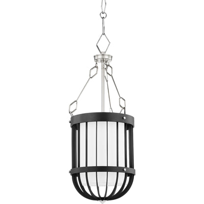 Landon Pendant by Hudson Valley in polished nickel, black. Made from steel in a modern style.