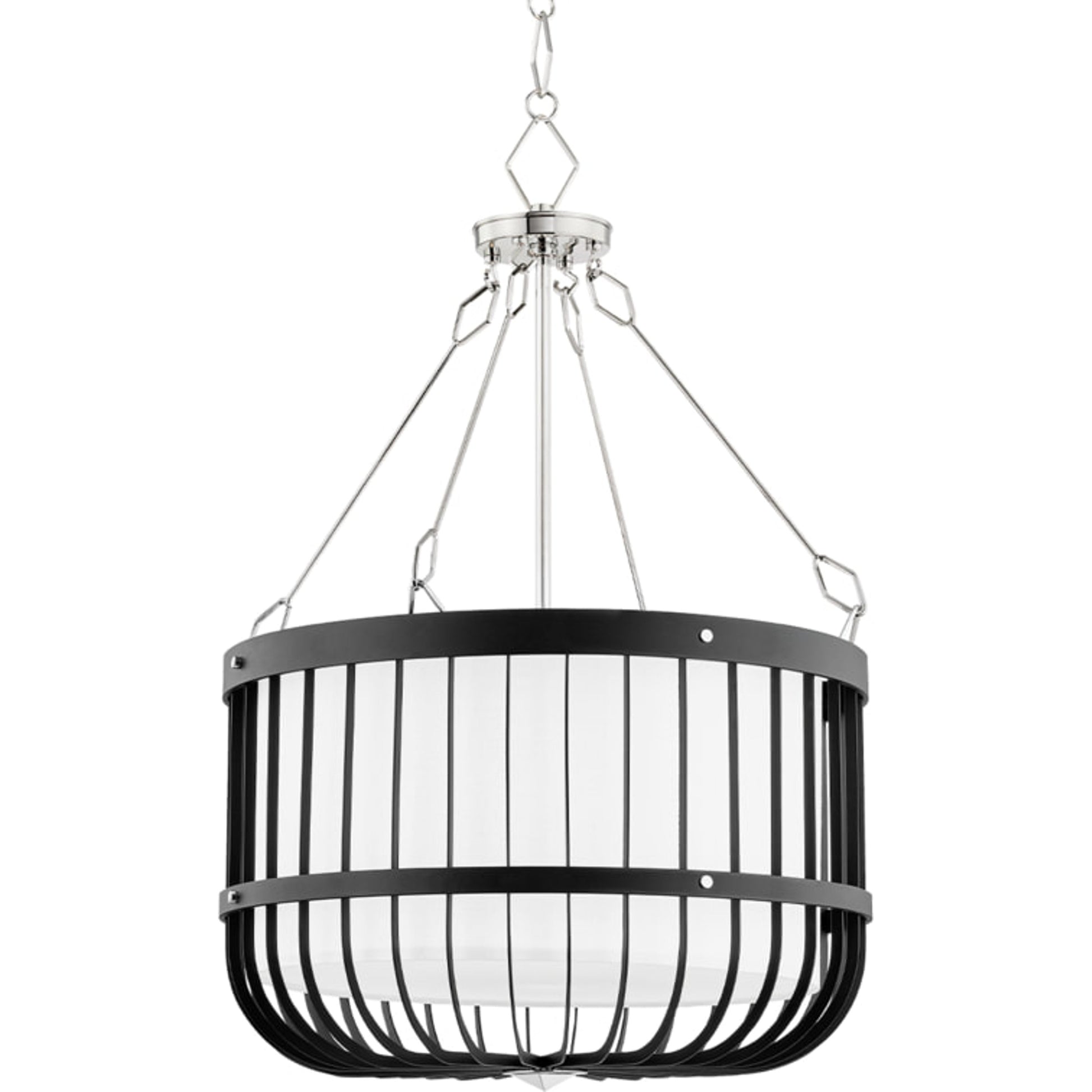 Landon Pendant by Hudson Valley in polished nickel, black. Made from steel in a modern style.
