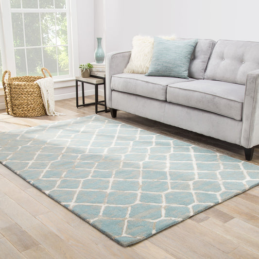 Blue Rug by Jaipur Living in lead, natural gray. Made from wool, art silk in a unique style.