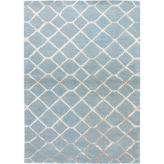 Blue Rug by Jaipur Living in lead, natural gray. Made from wool, art silk in a unique style.