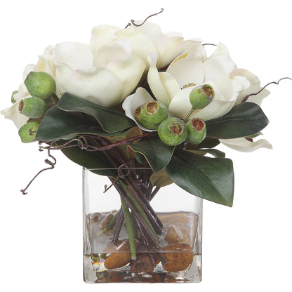 Dobbins Magnolia Bouquet by Uttermost. Made from polyfoam, plastic, stone, iron, glass in a modern style.
