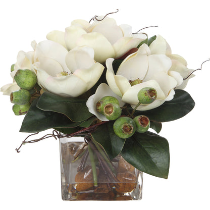Dobbins Magnolia Bouquet by Uttermost. Made from polyfoam, plastic, stone, iron, glass in a modern style.