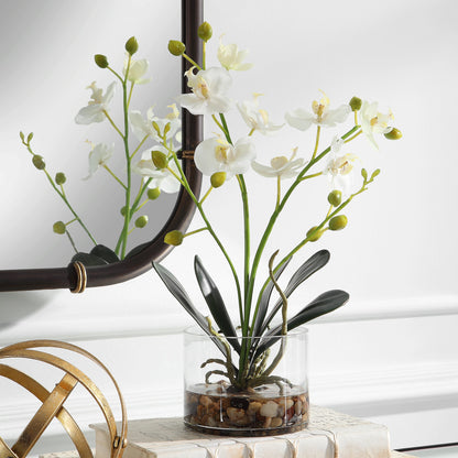 Glory Orchid by Uttermost in white. Made from polyester, plastic, iron, stone, glass in a modern style.