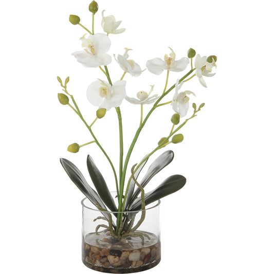 Glory Orchid by Uttermost in white. Made from polyester, plastic, iron, stone, glass in a modern style.
