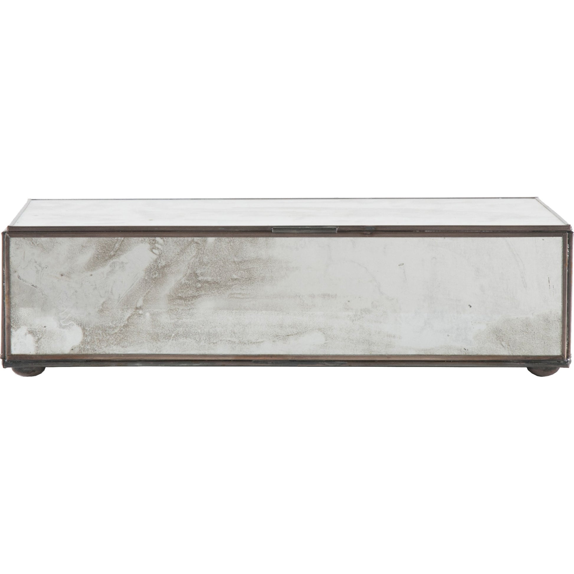 Antique Mirrored Box by Worlds Away in mirror. Made from metal, glass in a transitional style.