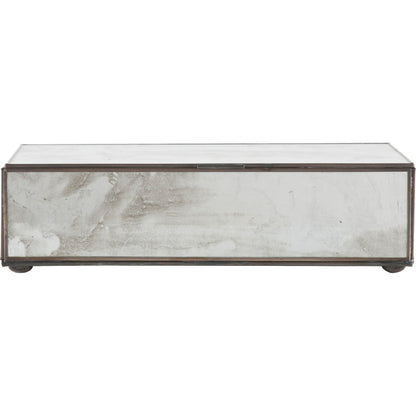Antique Mirrored Box by Worlds Away in mirror. Made from metal, glass in a transitional style.