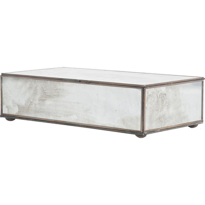 Antique Mirrored Box by Worlds Away in mirror. Made from metal, glass in a transitional style.