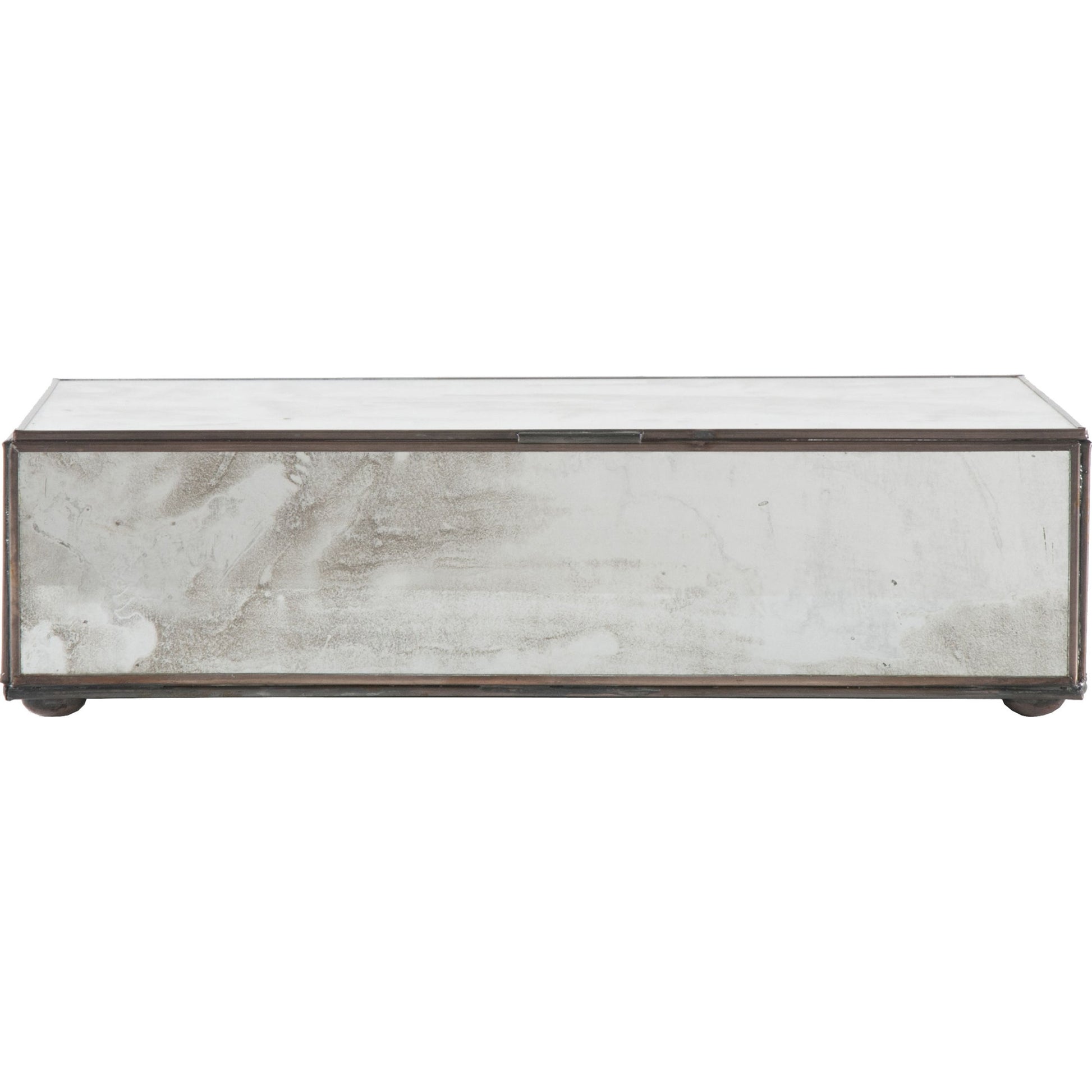 Antique Mirrored Box by Worlds Away in mirror. Made from metal, glass in a transitional style.