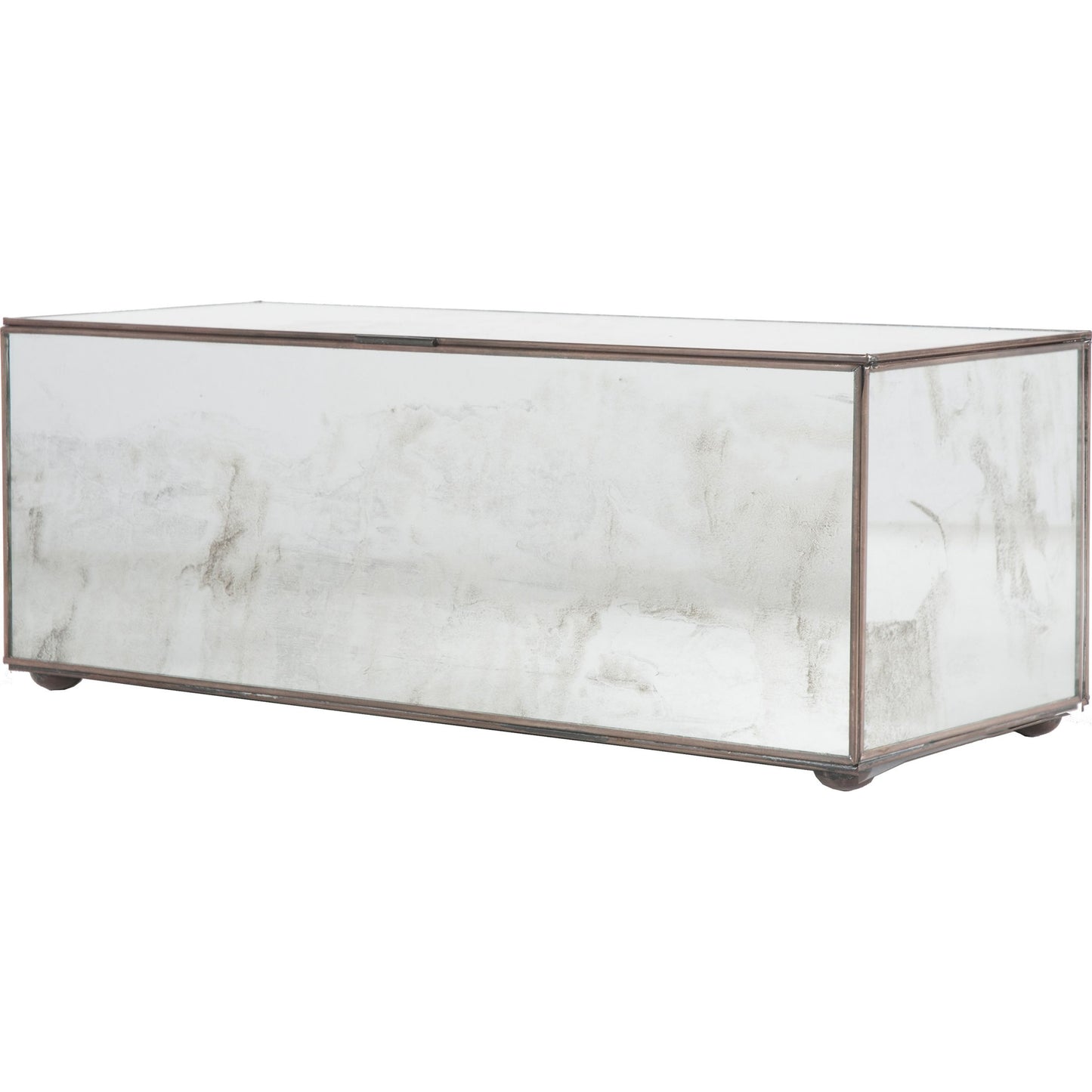 002 S-316936 | Primary Silo | Antique Mirrored Box by Worlds Away in mirror. Made from metal, glass in a transitional style.