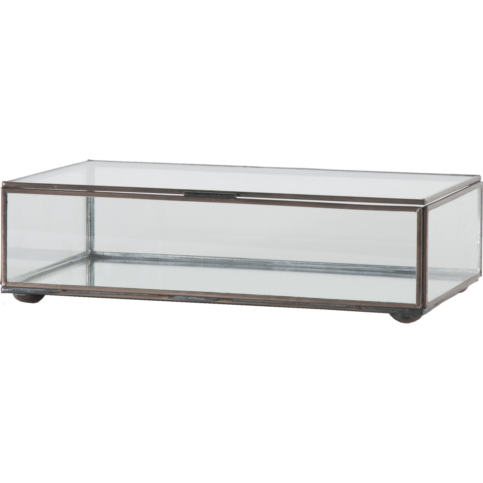 Clear Glass Box by Worlds Away in mirror and mirror. Made from metal, glass in a transitional style.