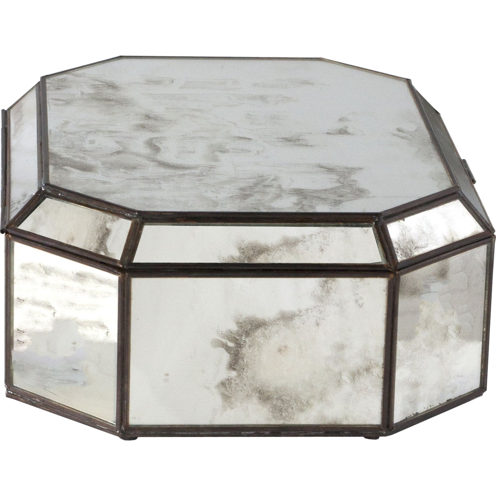 Octagonal Mirror Box by Worlds Away. Made from metal, glass in a transitional style.