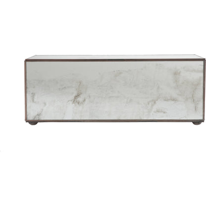 Antique Mirrored Box by Worlds Away in mirror. Made from metal, glass in a transitional style.