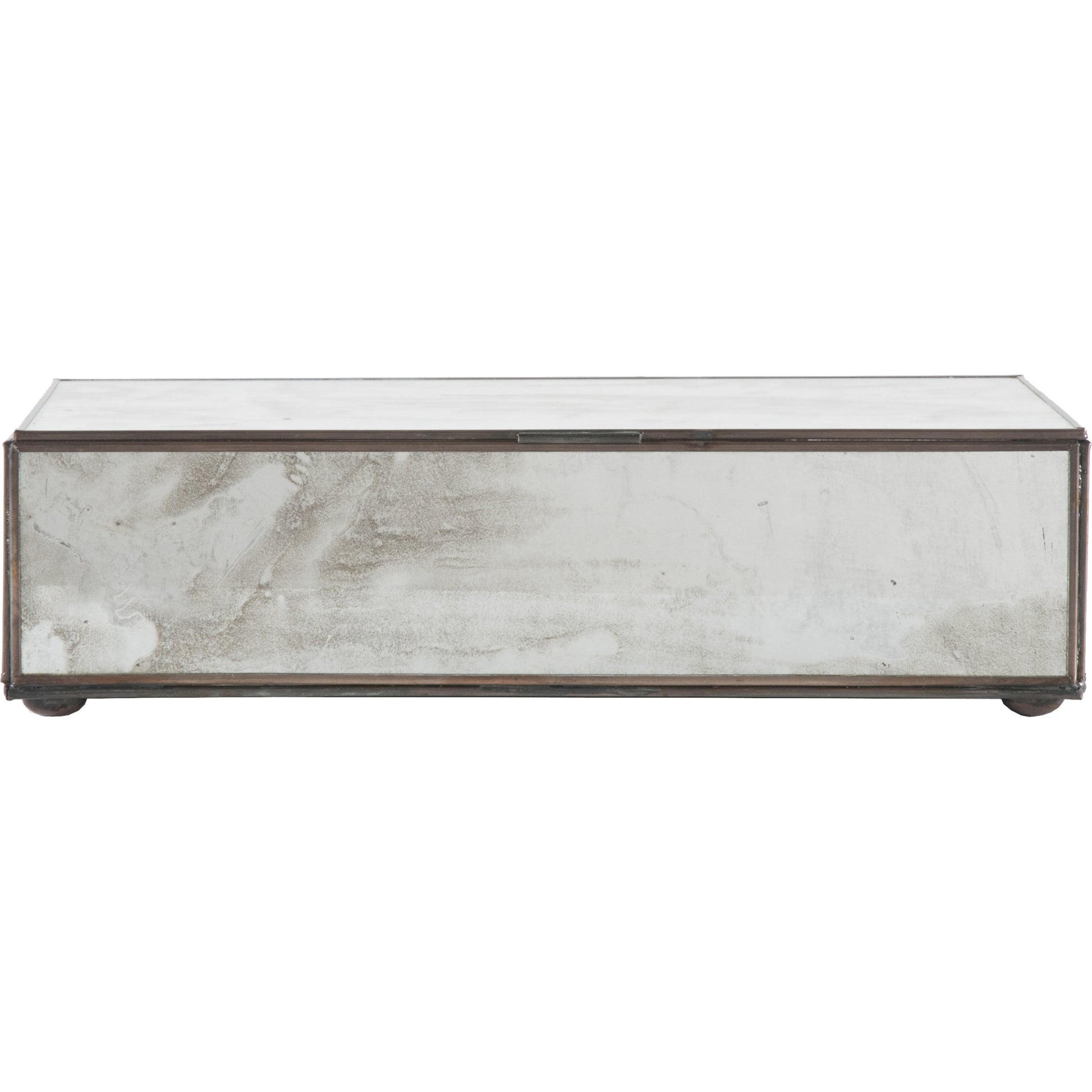 Antique Mirrored Box by Worlds Away in mirror. Made from metal, glass in a transitional style.