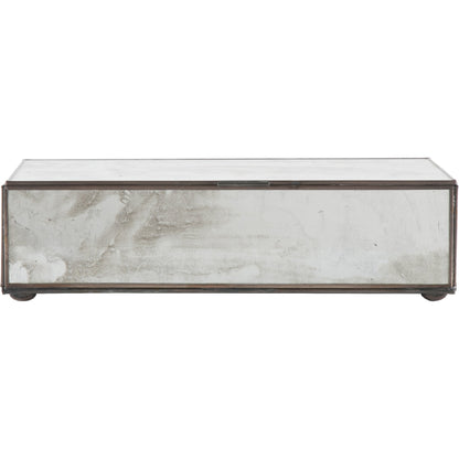 Antique Mirrored Box by Worlds Away in mirror. Made from metal, glass in a transitional style.