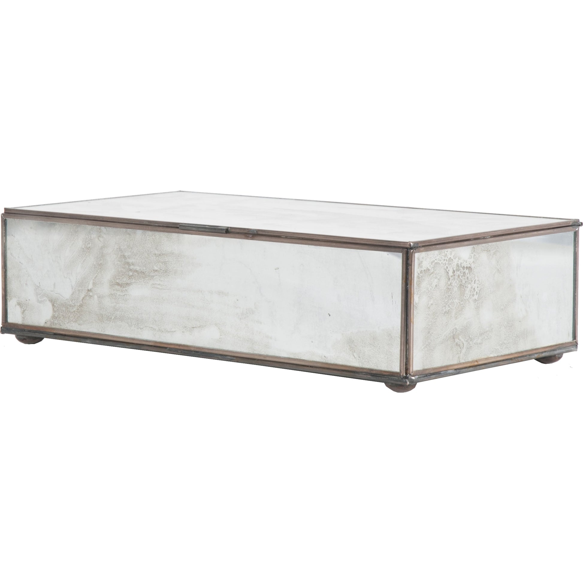 Antique Mirrored Box by Worlds Away in mirror. Made from metal, glass in a transitional style.