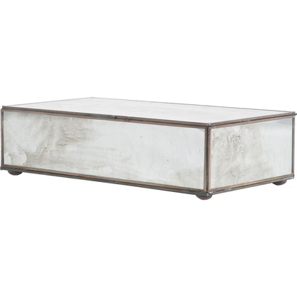 Antique Mirrored Box by Worlds Away in mirror. Made from metal, glass in a transitional style.