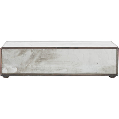 Antique Mirrored Box by Worlds Away in mirror. Made from metal, glass in a transitional style.