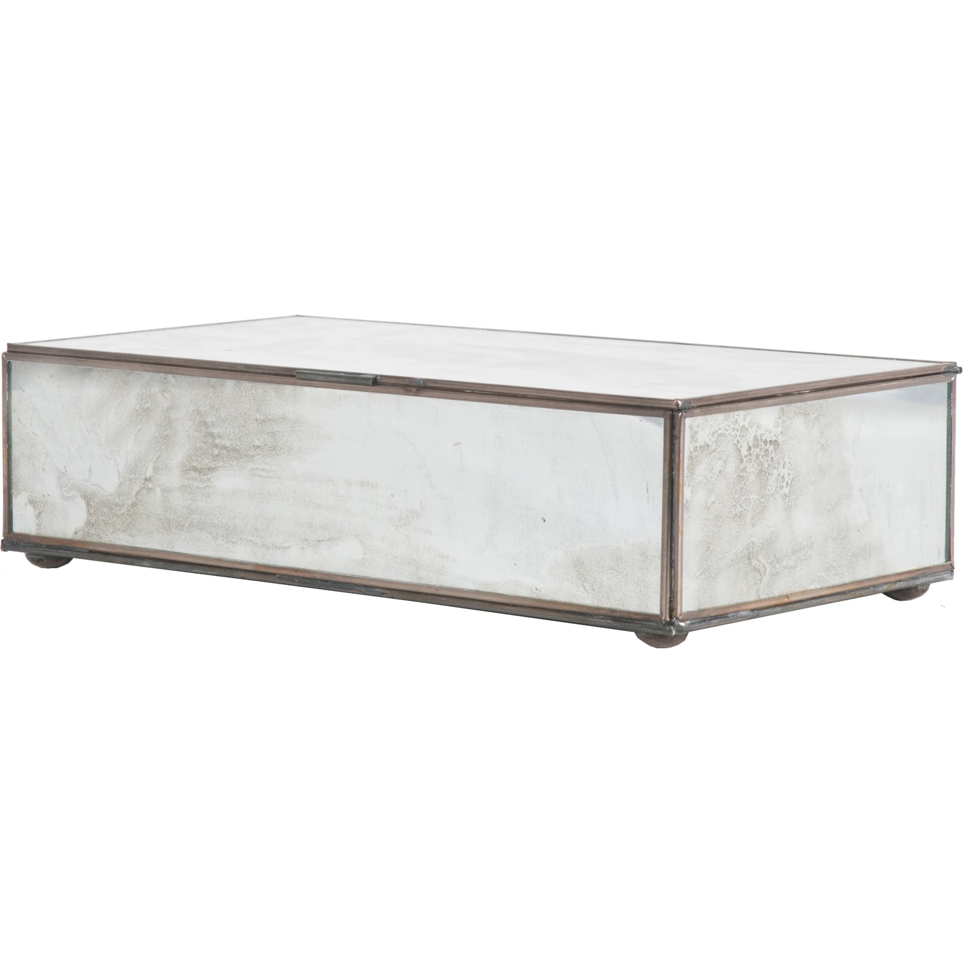 Antique Mirrored Box by Worlds Away in mirror. Made from metal, glass in a transitional style.