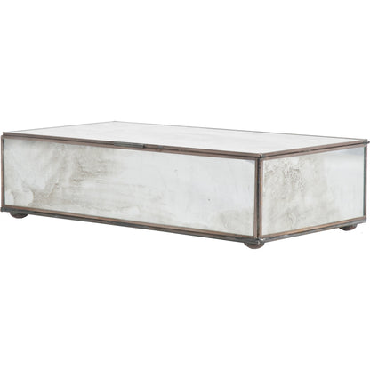 Antique Mirrored Box by Worlds Away in mirror. Made from metal, glass in a transitional style.