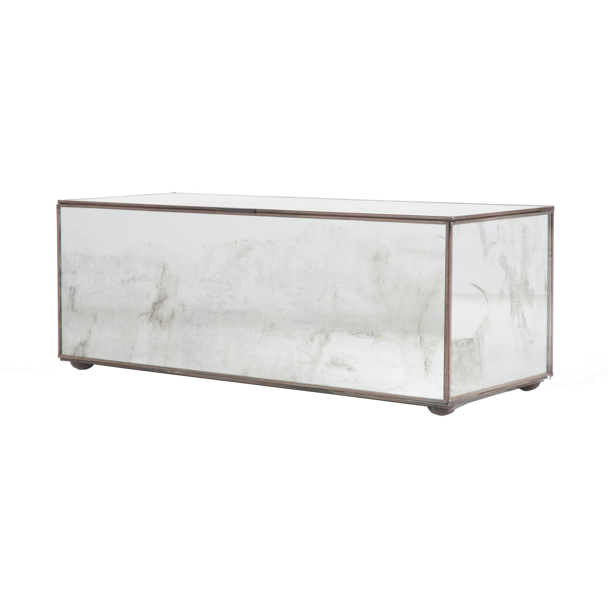 Antique Mirrored Box by Worlds Away in mirror. Made from metal, glass in a transitional style.