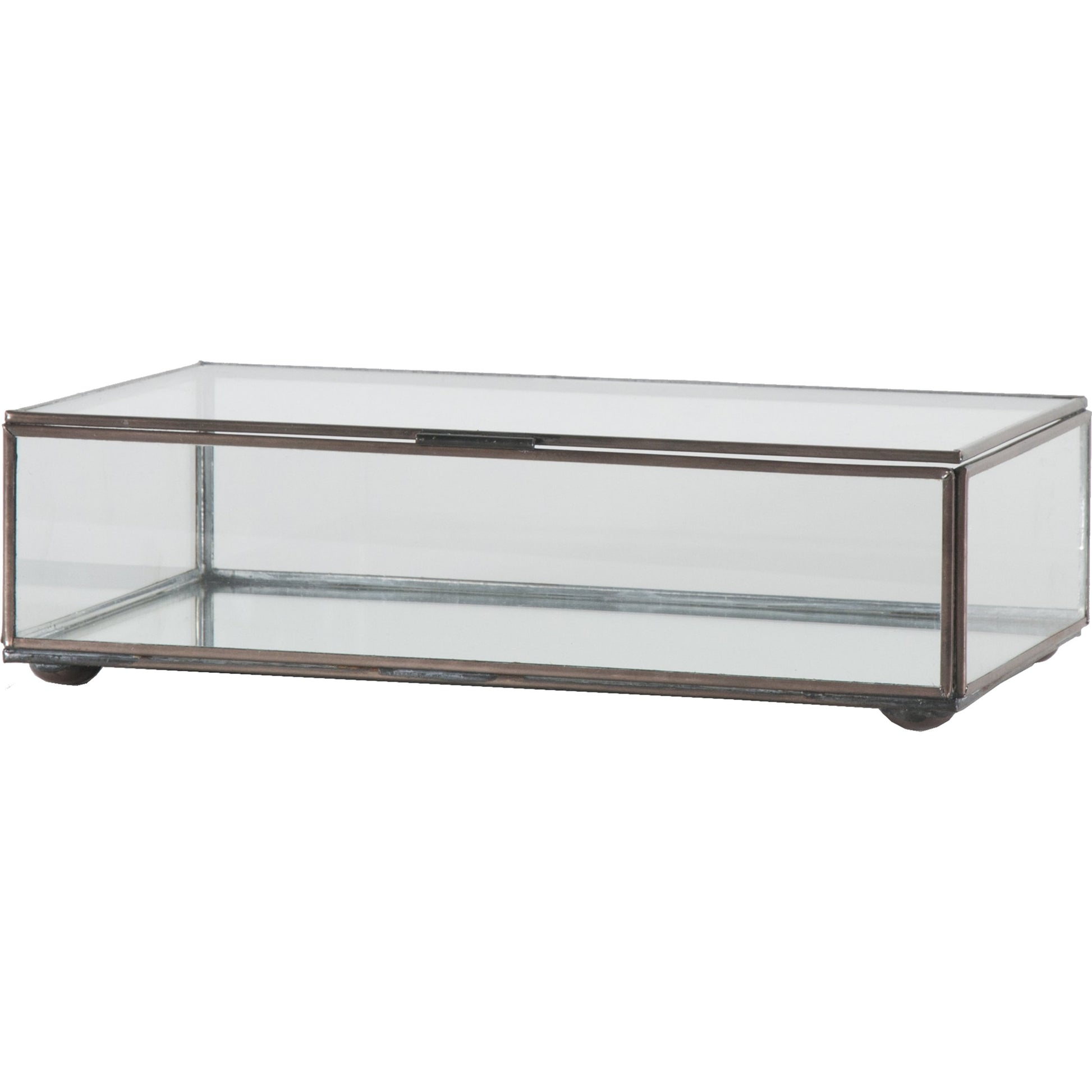 Clear Glass Box by Worlds Away in mirror and mirror. Made from metal, glass in a transitional style.