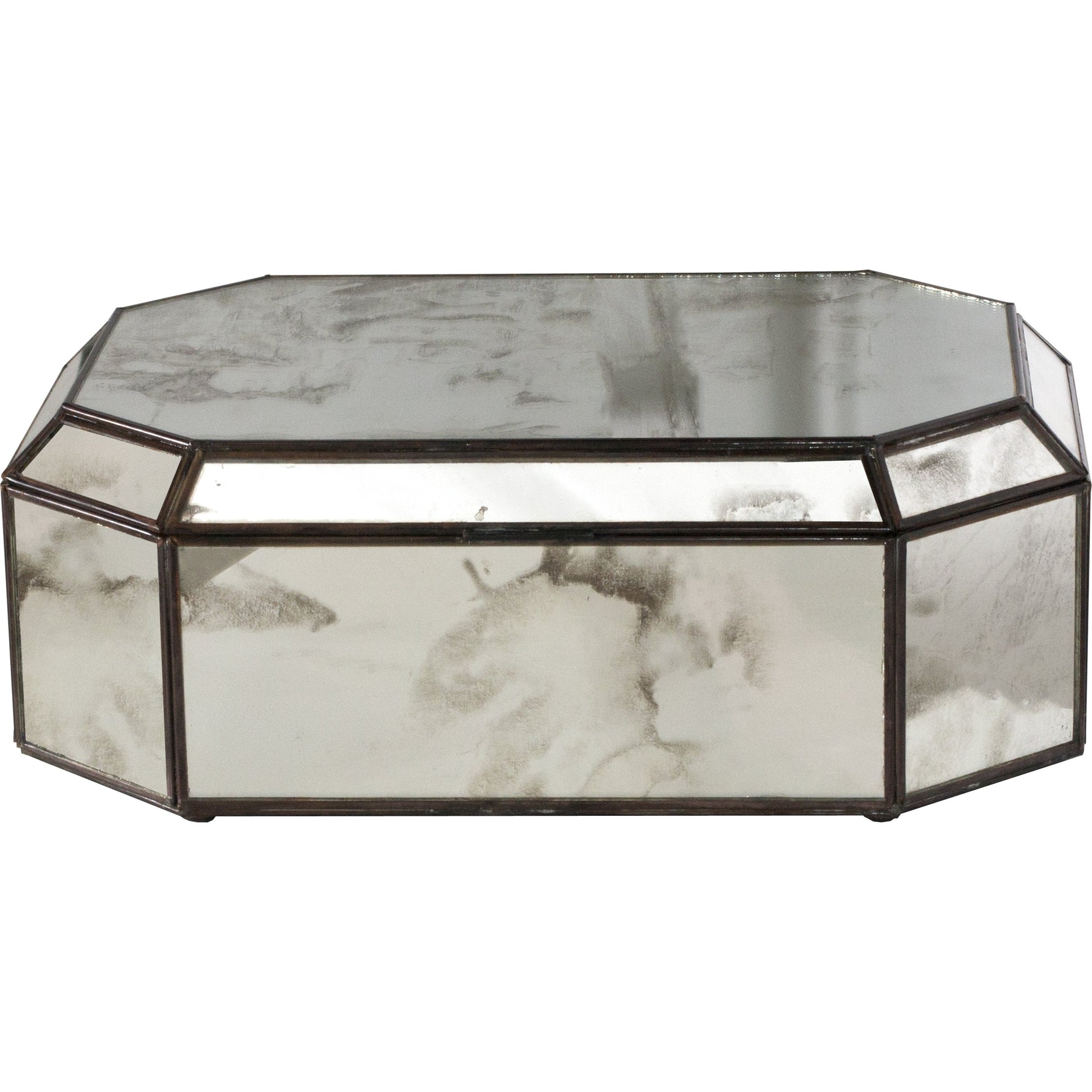 Octagonal Mirror Box by Worlds Away. Made from metal, glass in a transitional style.