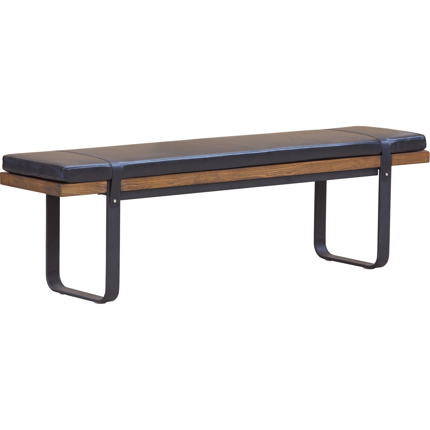 001 S-222507 | Primary Silo | Brooklyn Dining Bench by LH Imports in black pu leather and java yellow, black power coated. Made from black pu leather in a rustic style.