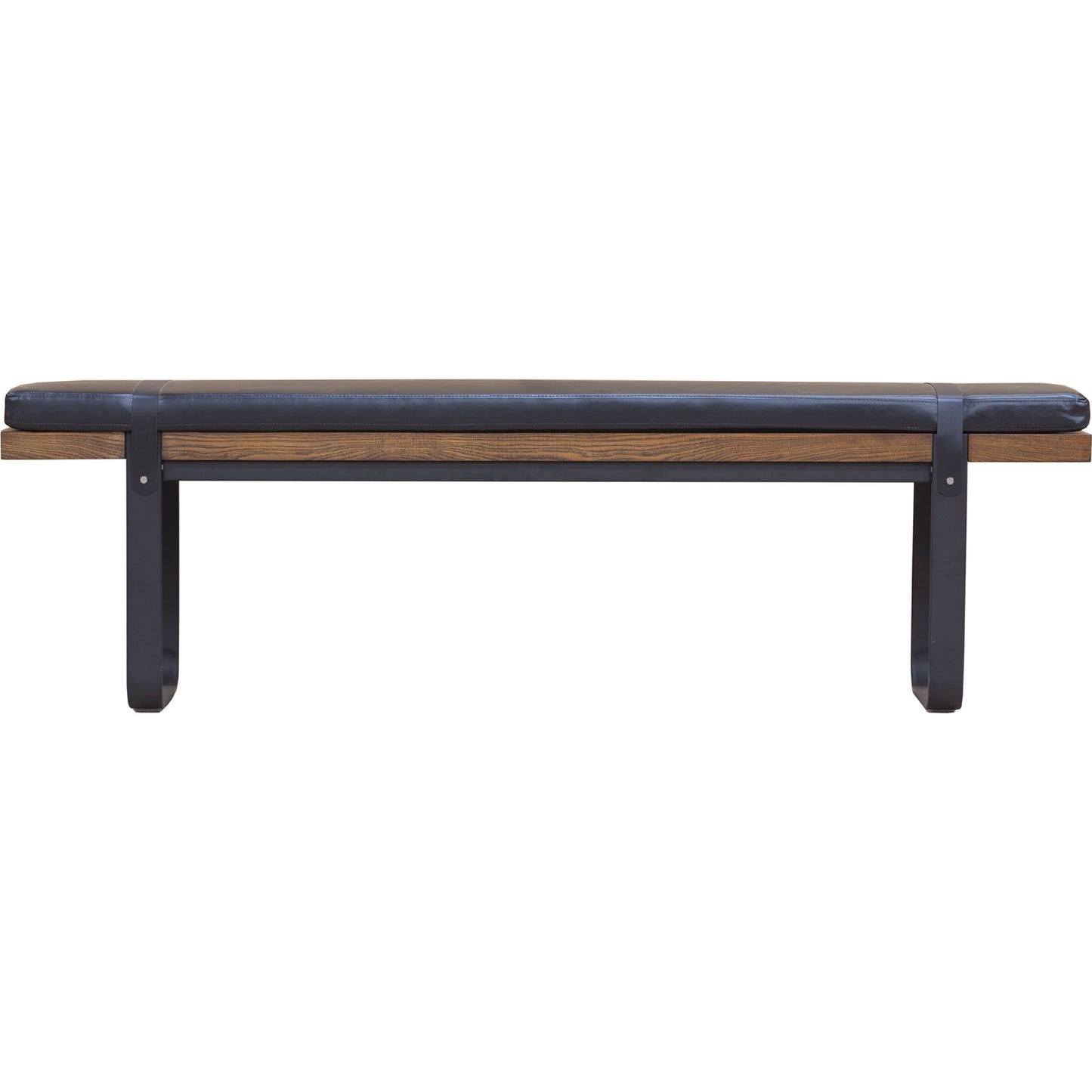 002 S-222507 | Additional Silo | Brooklyn Dining Bench by LH Imports in black pu leather and java yellow, black power coated. Made from black pu leather in a rustic style.