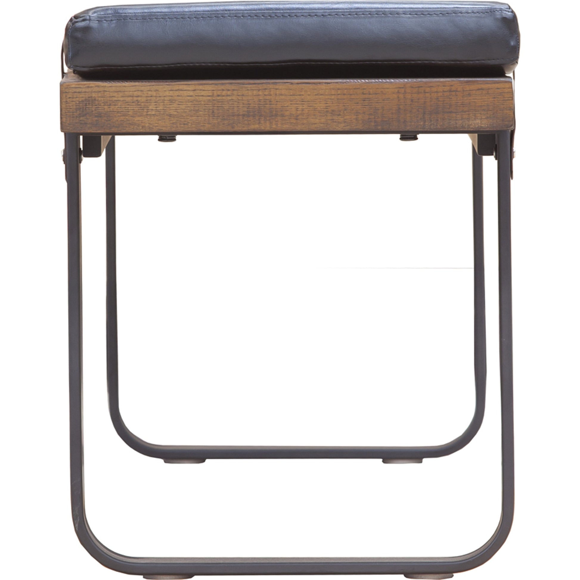 Brooklyn Dining Bench by LH Imports in black pu leather and java yellow, black power coated. Made from black pu leather in a rustic style.