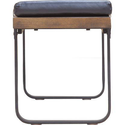 Brooklyn Dining Bench by LH Imports in black pu leather and java yellow, black power coated. Made from black pu leather in a rustic style.