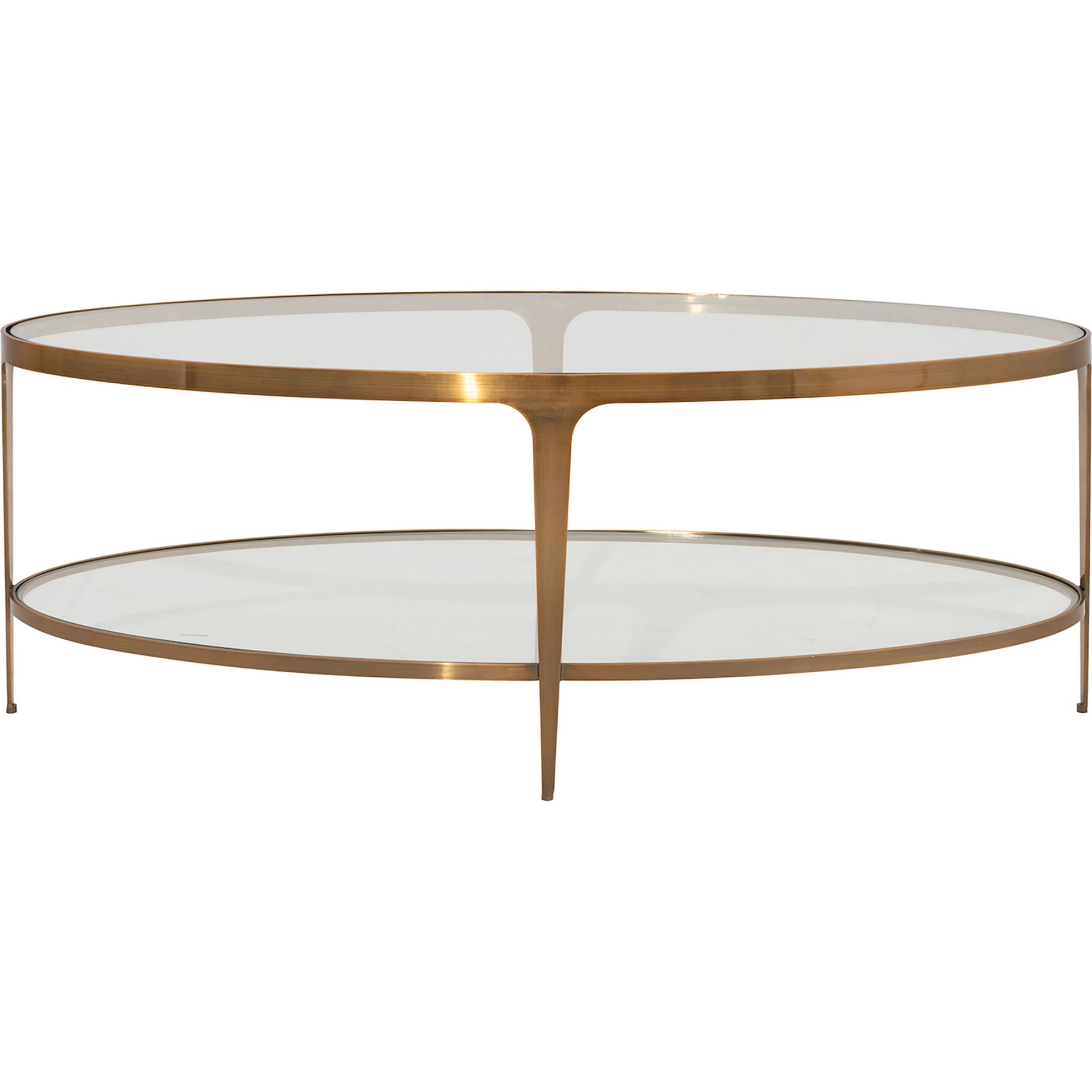 Brando Oval Coffee Table by Worlds Away in antique brass. Made from unique in a modern style.