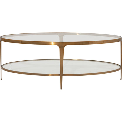 Brando Oval Coffee Table by Worlds Away in antique brass. Made from unique in a modern style.
