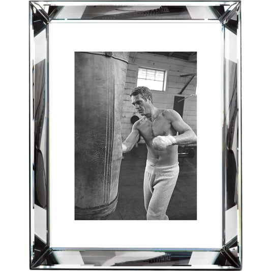 Steve Mcqueen Boxing by Worlds Away in mirror. Made from wood, glass in a unique style.