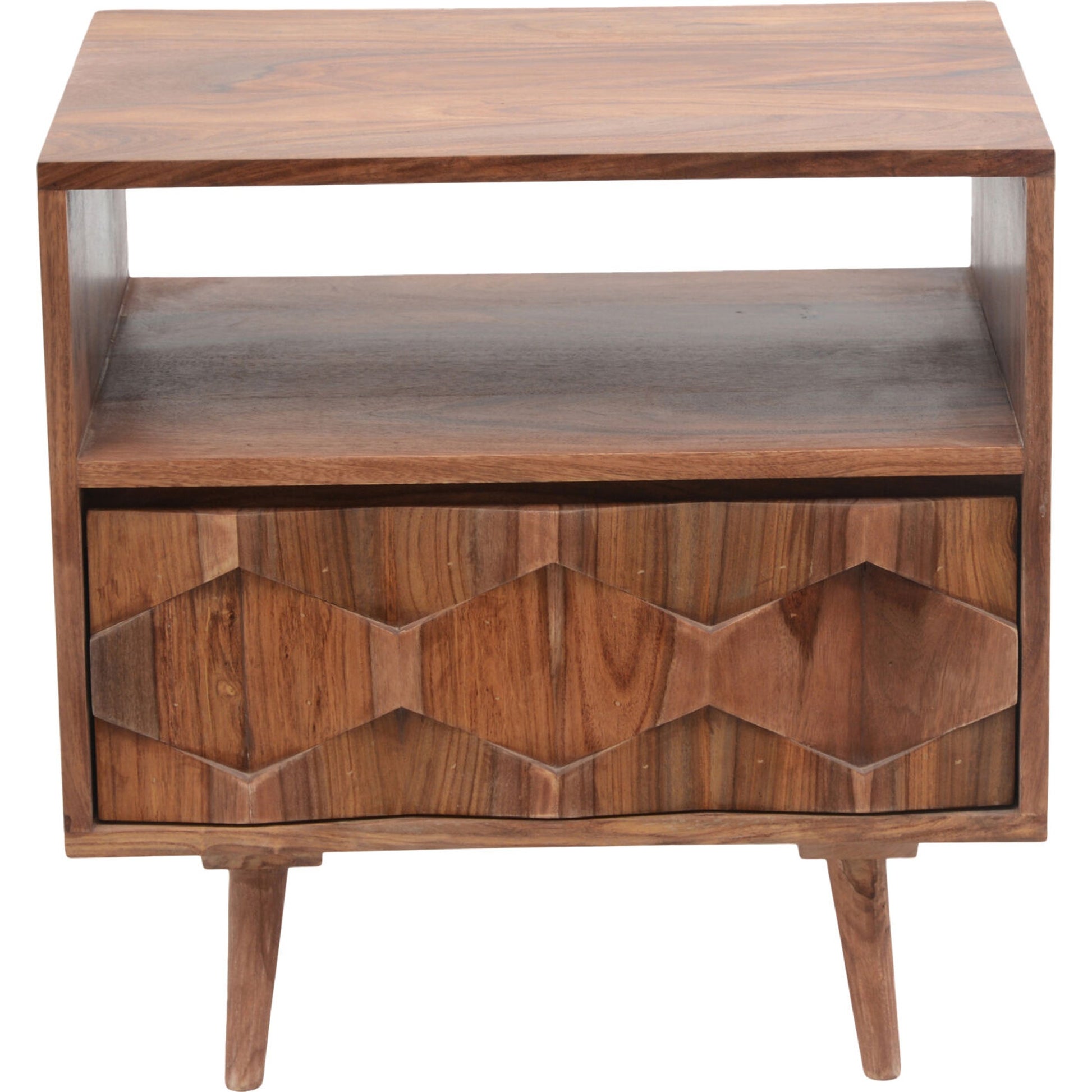 O2 Nightstand by Moe's Home Collection in natural. Made from sheesham wood, iron allen bolts in a modern style.