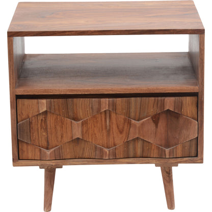 O2 Nightstand by Moe's Home Collection in natural. Made from sheesham wood, iron allen bolts in a modern style.