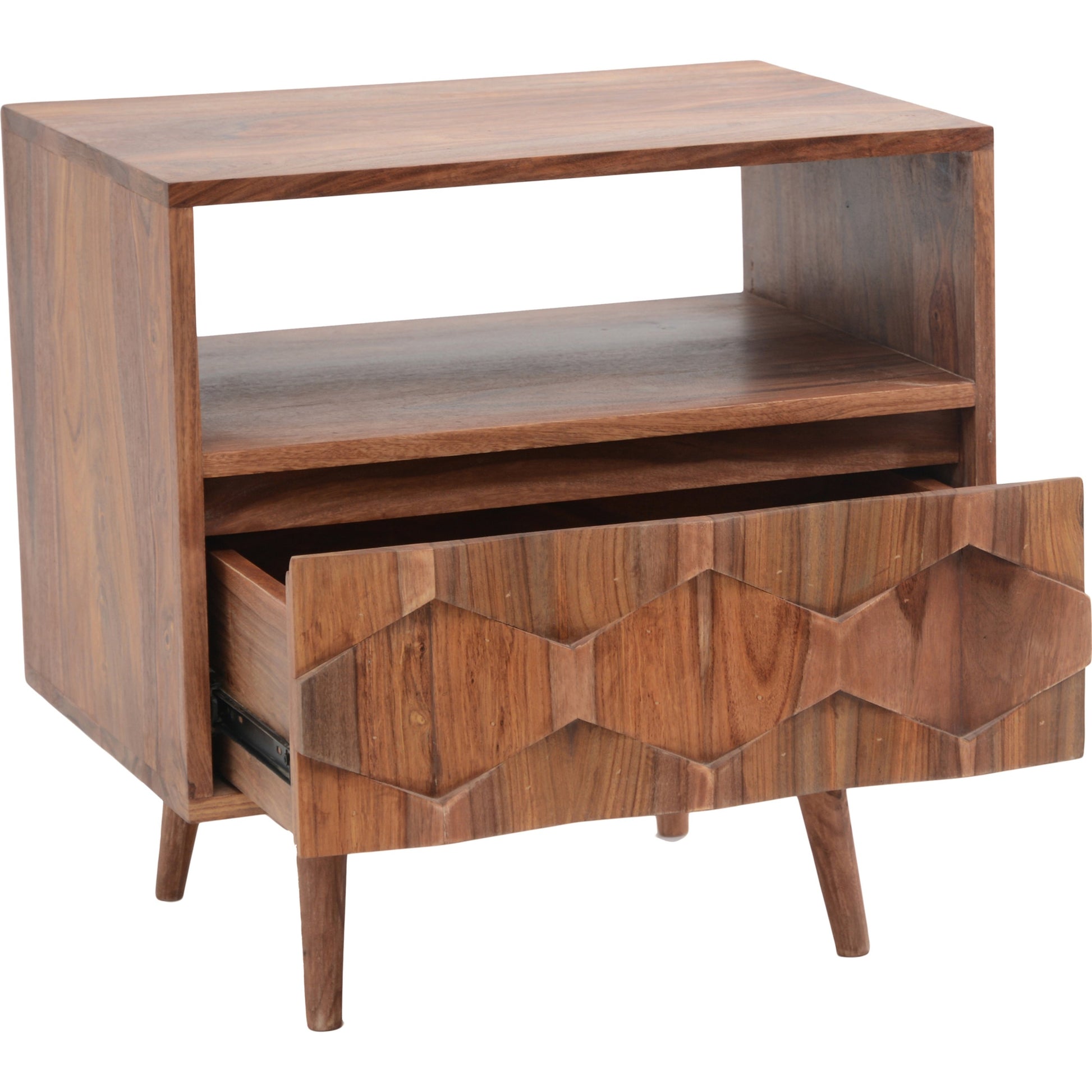 O2 Nightstand by Moe's Home Collection in natural. Made from sheesham wood, iron allen bolts in a modern style.